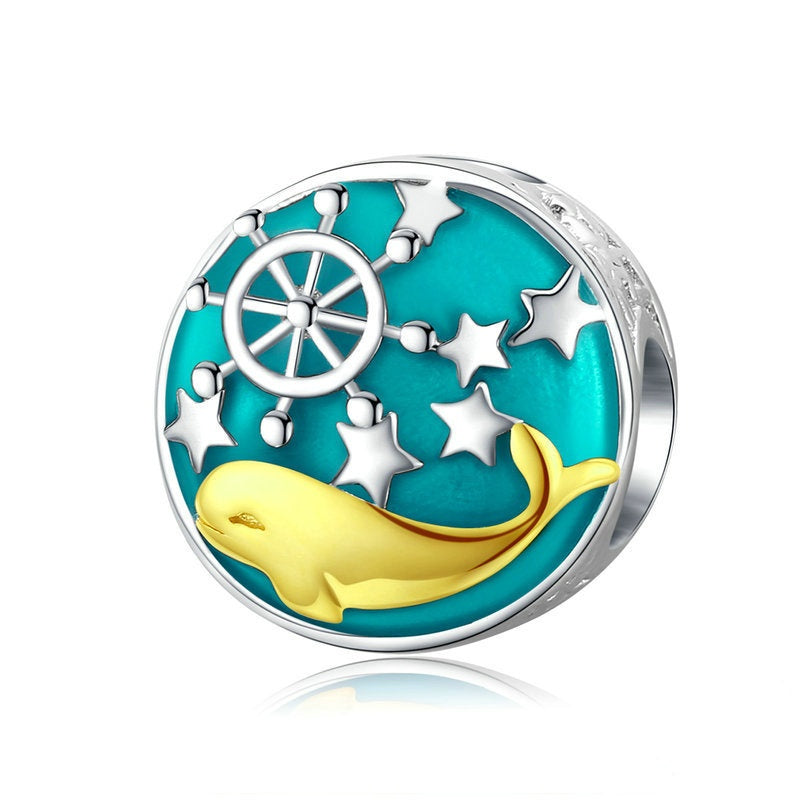 Jzora Ocean Dolphin Shark Small Whale Sterling Silver Charm