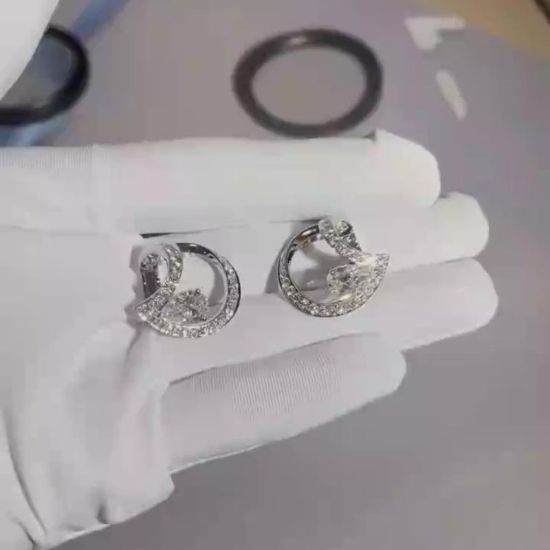 Jzora handmade 1ct swirl circle moissanite sterling silver stud earrings