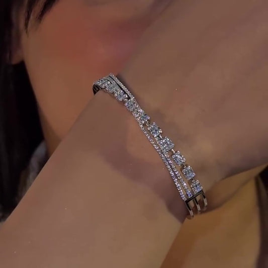 Jzora handmade twin-row emerald cut bracelet