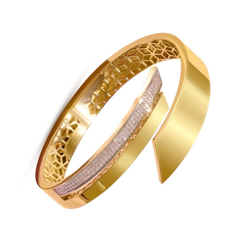 Jzora handmade Luxury golden blade open asymmetric bracelet