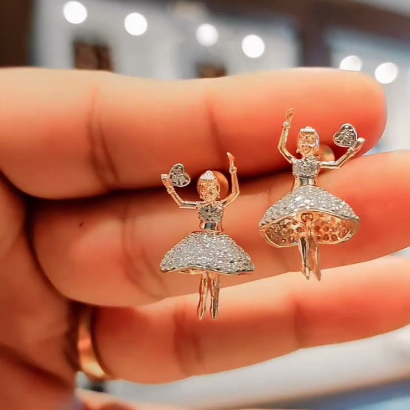 Jzora handmade fashion dancing girl sterling silver earrings