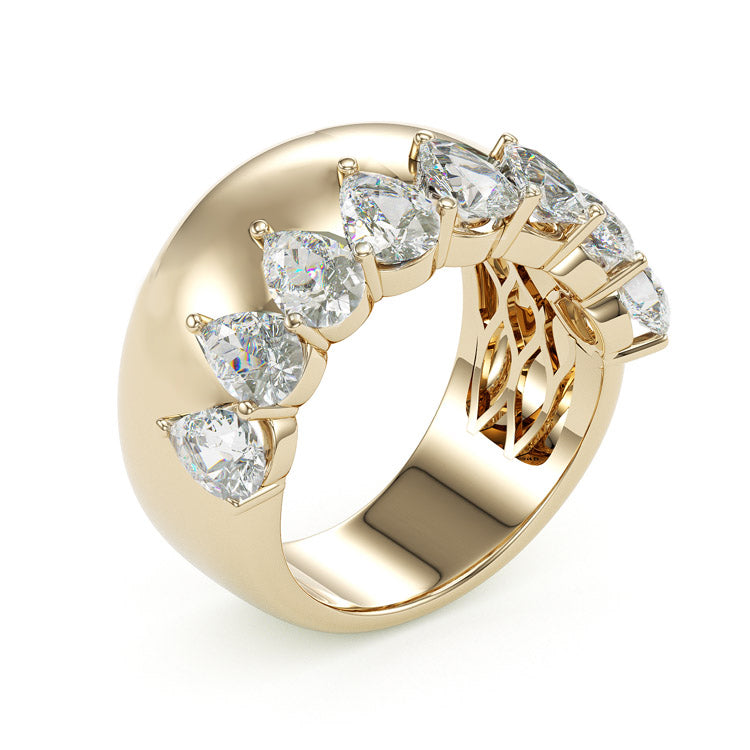 Jzora handmade gold pear cut classic sterling silver wedding women's band ring