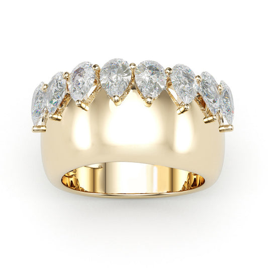 Jzora handmade gold pear cut classic sterling silver wedding women's band ring