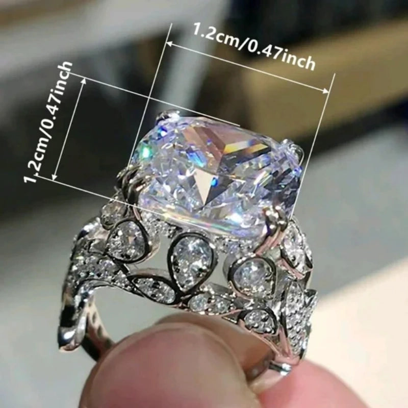 Jzora handmade imperial radiance cushion cut leaf-inspired sterling silver cocktail ring