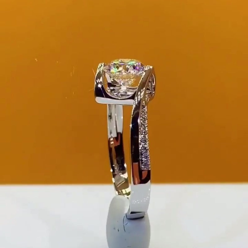 Jzora handmade 1ct round cut open heart bridge love’s promise sterling silver moissanite ring