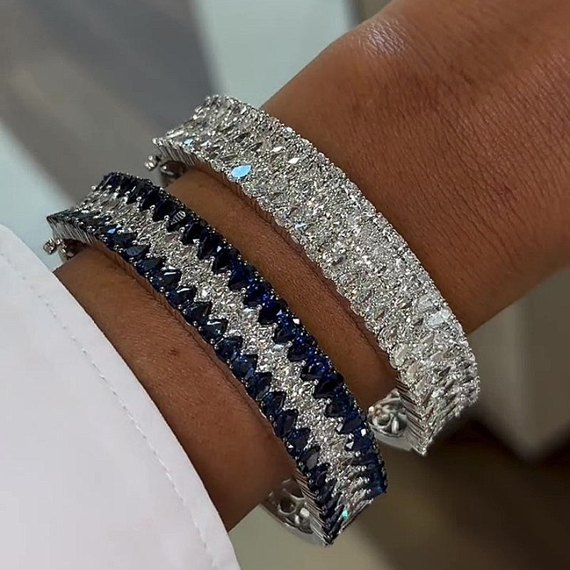 Jzora Handmade 2 Styles Pear Cut & Marquise Cut Stackable Women’s Bracelet