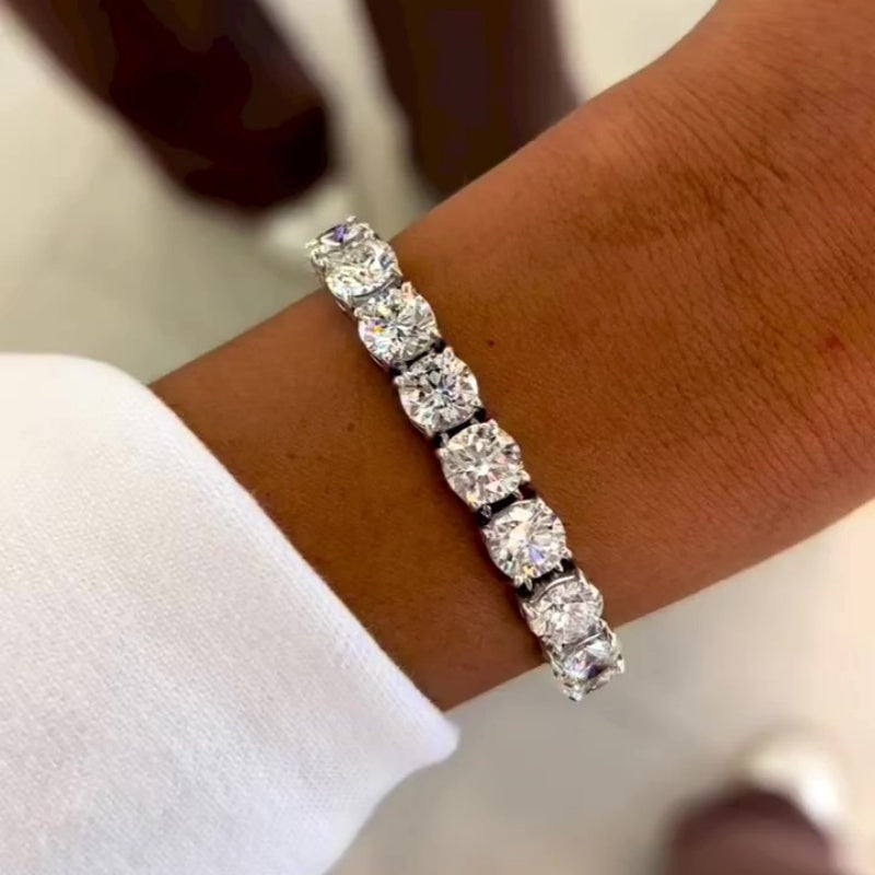 Jzora handmade 30ct round cut multi stone brilliant tennis sterling silver bracelet