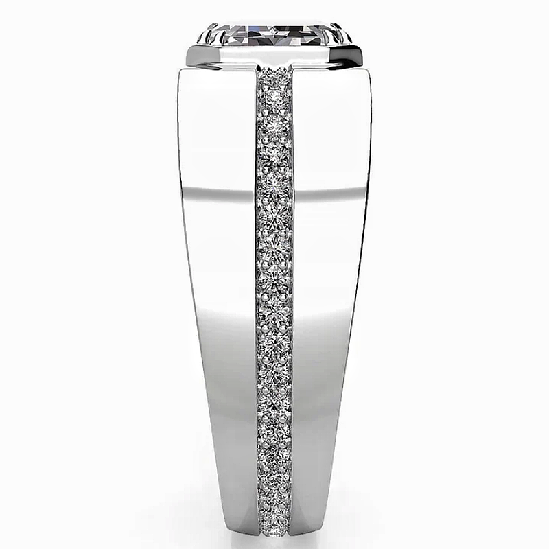 Jzora handmade precision-set 3ct emerald-cut statement men's band ring