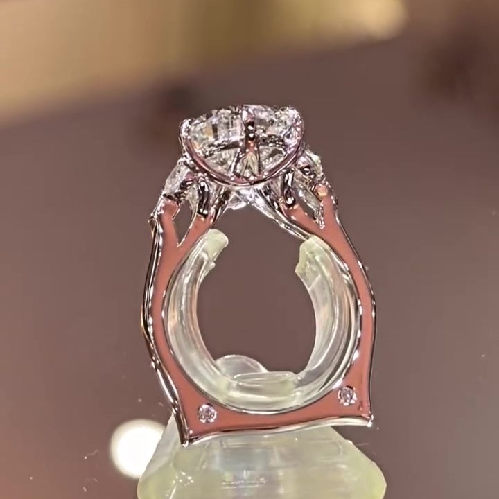 Jzora Handmade Elegant Pear Cut Moissanite Timeless Engagement Ring