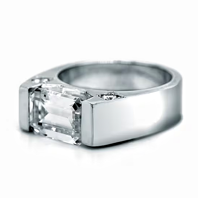 Jzora handmade bold contemporary step-cut crystal men’s fashion ring