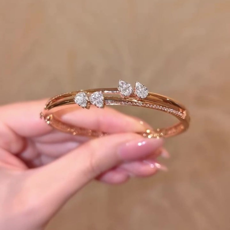 Jzora handmade elegant petal duo pear cut bracelet