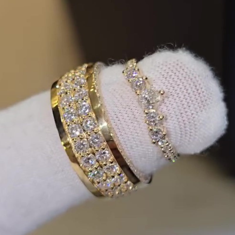 Jzora handmade dual eternity timeless love & unbreakable promise couple rings set