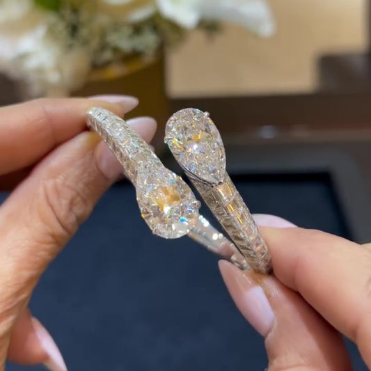 Jzora handmade flawless pear & baguette cut sparkling bracelet