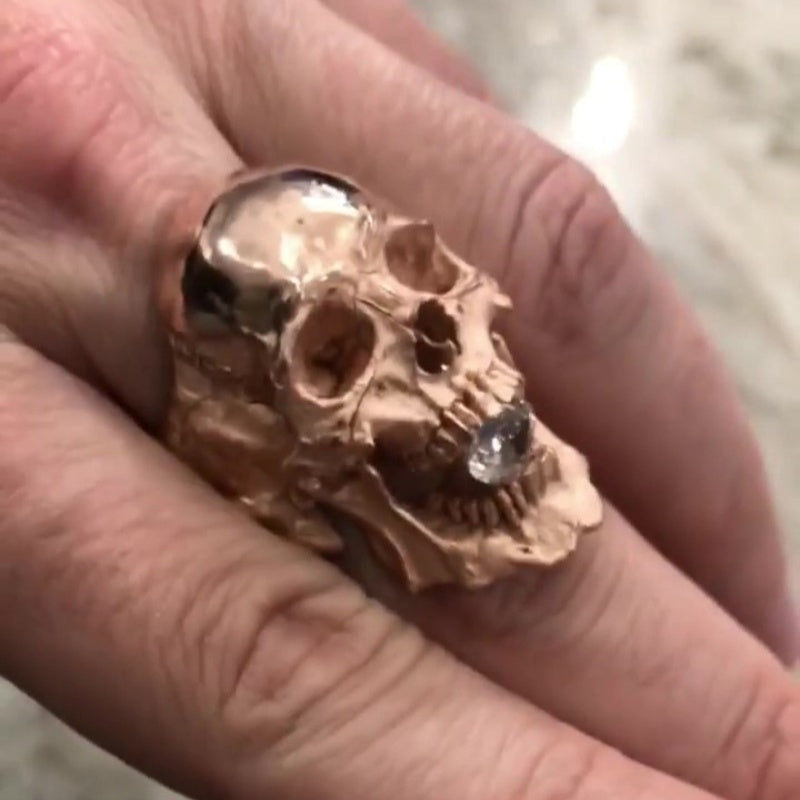 Jzora handcrafted edgy gothic & punk style 3D skull statement men’s ring