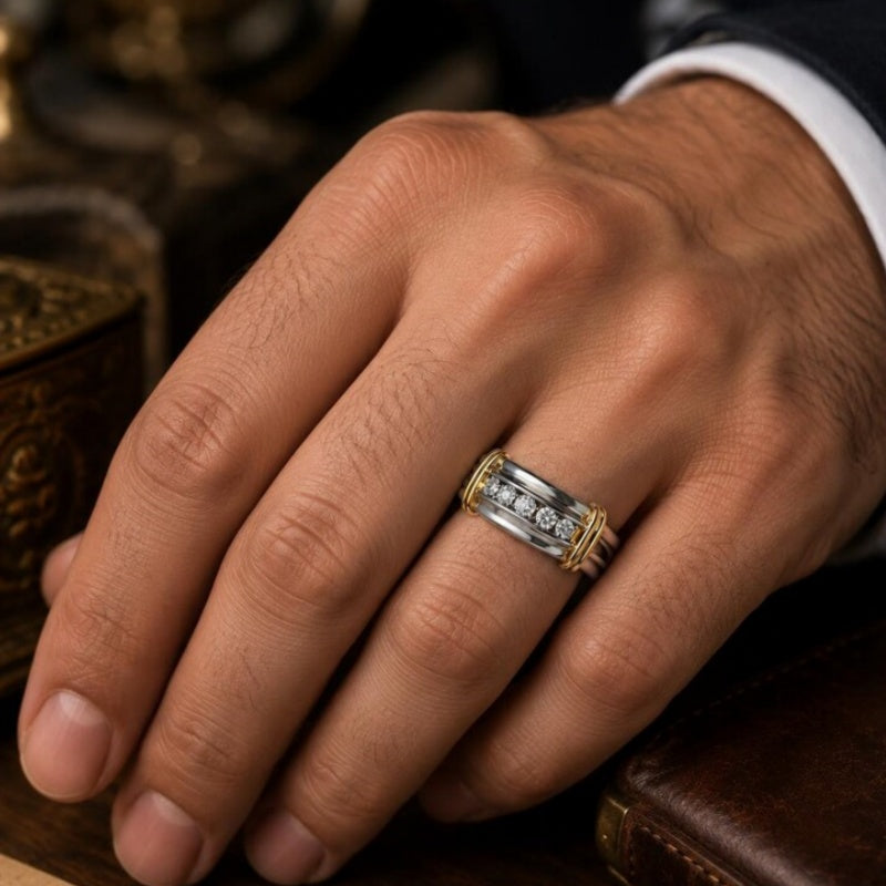 Jzora handmade fashion round cut statement men’s ring