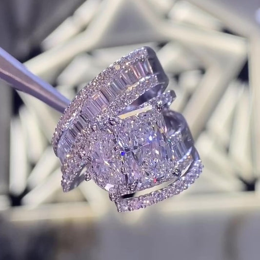 Jzora handmade radiant&marquise cut vintage ring