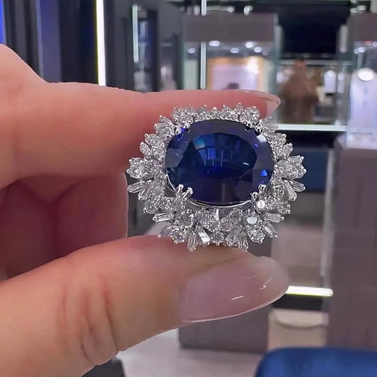 Jzora handmade 6.75ct sapphire oval cut engagement ring