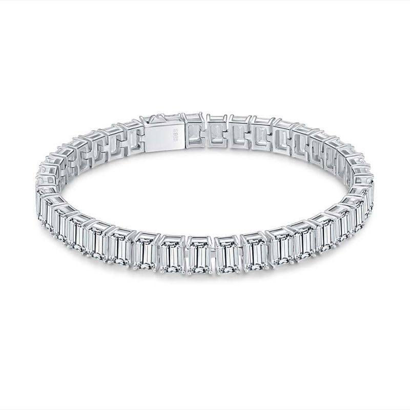 Jzora handmade emerald cut multi stone tennis bracelet