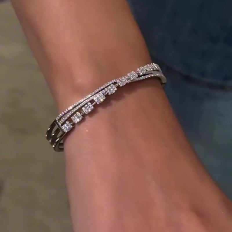 Jzora handmade twin-row emerald cut bracelet