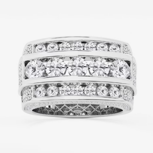 Jzora handmade multi-row rectangular men's wedding band ring