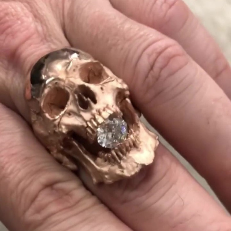 Jzora handcrafted edgy gothic & punk style 3D skull statement men’s ring