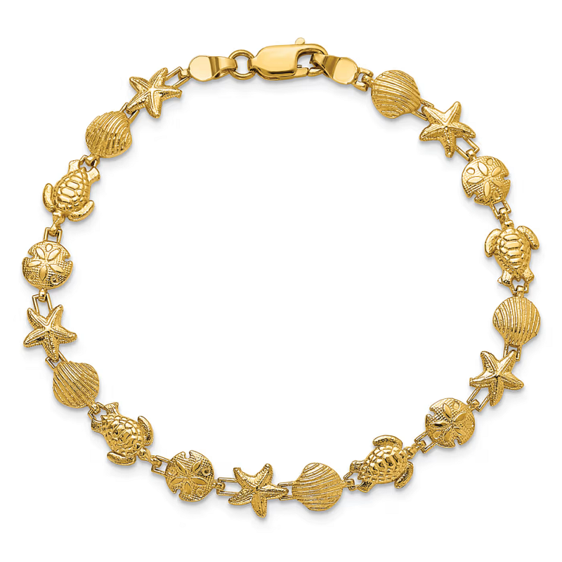 Jzora handmade textured sea life link bracelet