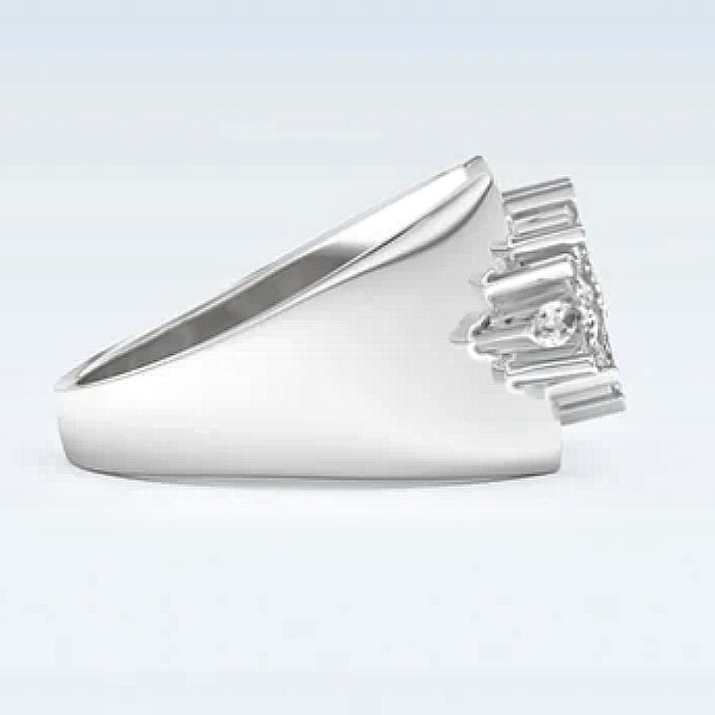 Jzora handmade 0.5ct marquise cut beautiful floral cluster moissanite sterling silver ring