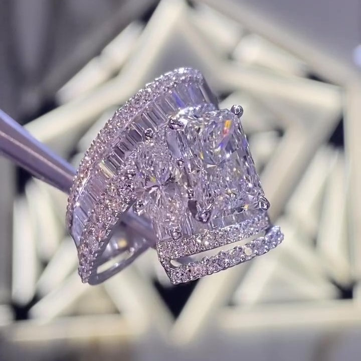 Jzora handmade radiant&marquise cut vintage ring