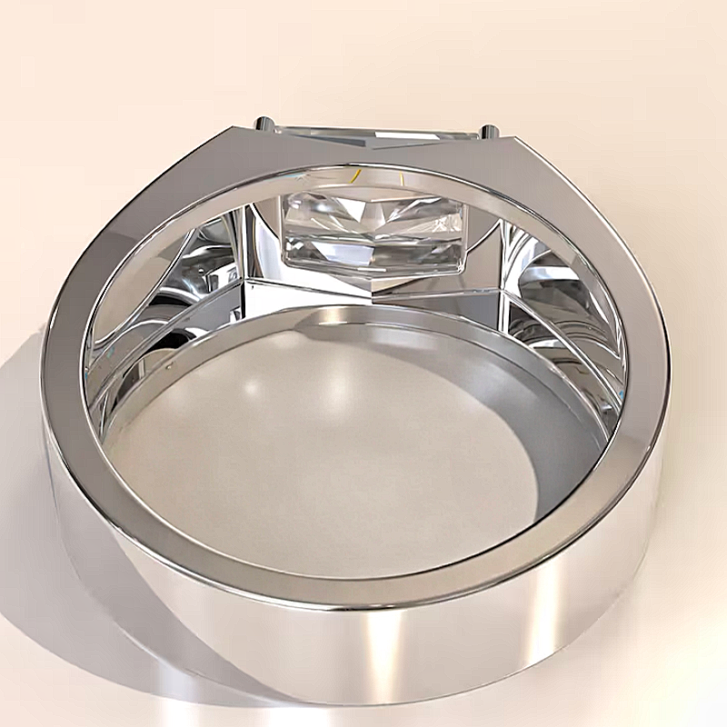 Jzora handmade bold architectural radiant cut moissanite men's band ring