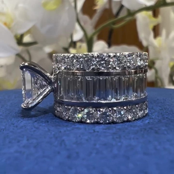 Jzora handmade princess cut sterling silver ring