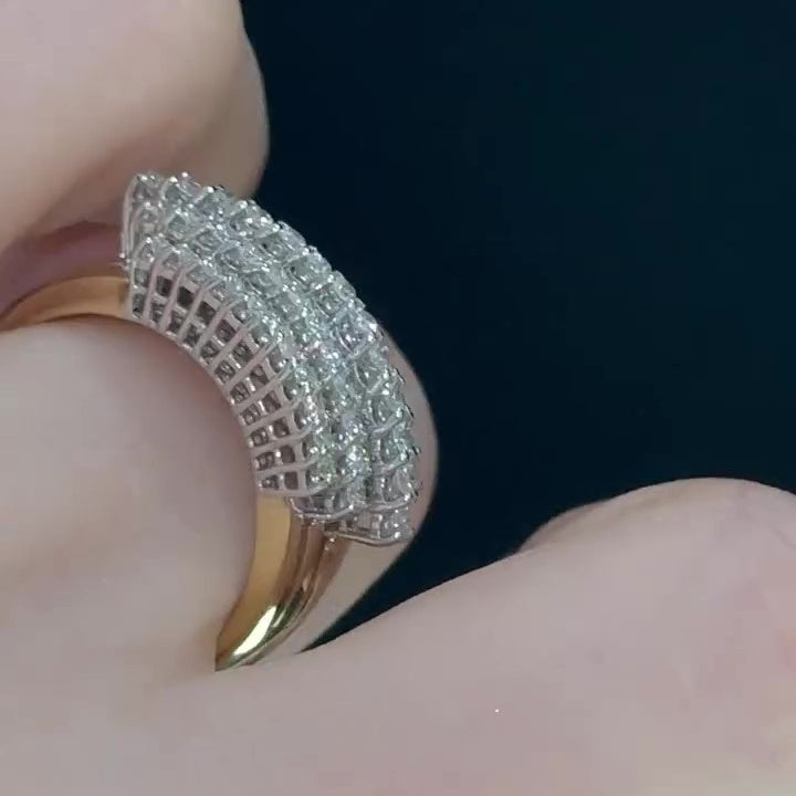 Jzora handmade luxury round cut five row sterling silver ring