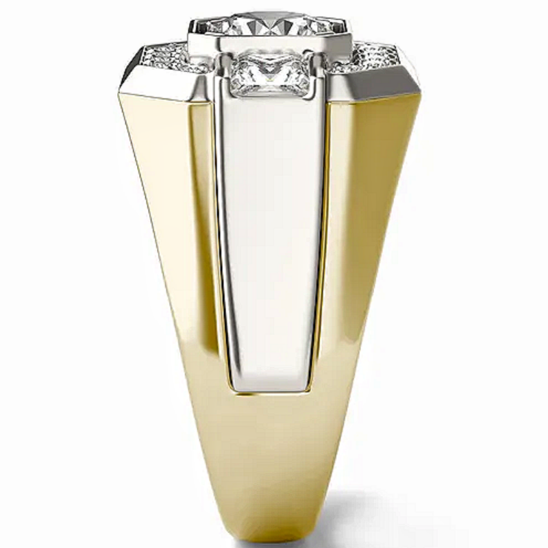 Jzora handmade two-tone octagon halo tasteful men’s ring