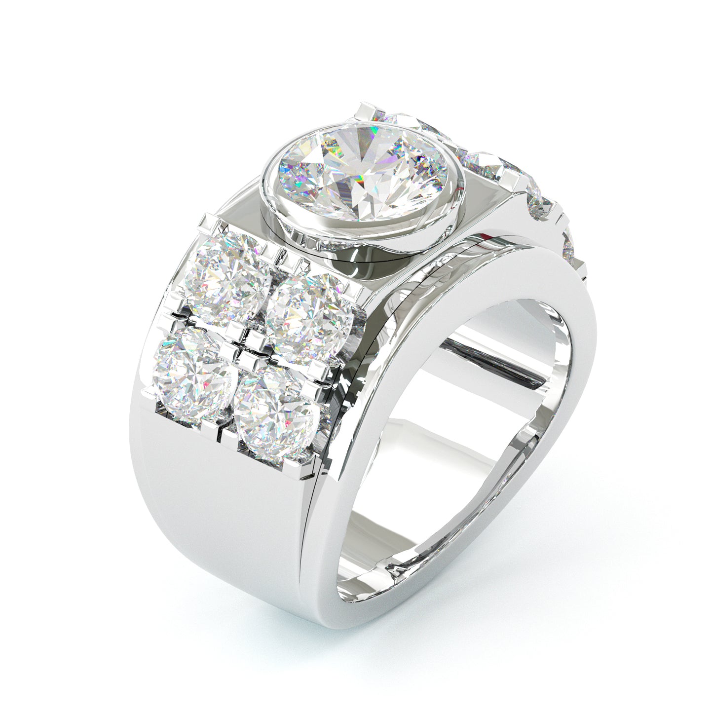 Jzora handmade imperial round cut pavé statement men's ring