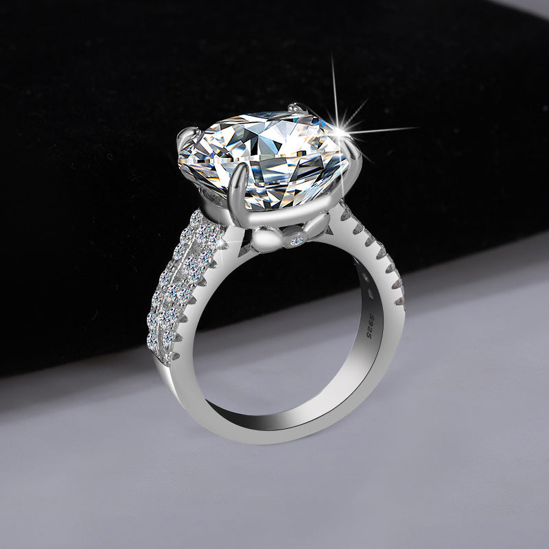 Jzora handmade 10ct brilliant round cut moissanite solitaire sterling silver ring