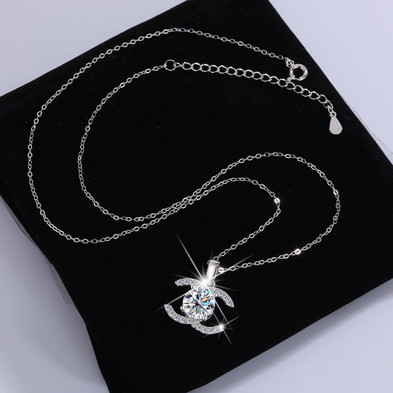 Jzora handmade 2ct moissanite chic crystal pendant sterling silver necklace