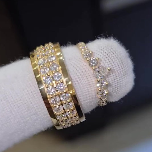 Jzora handmade dual eternity timeless love & unbreakable promise couple rings set