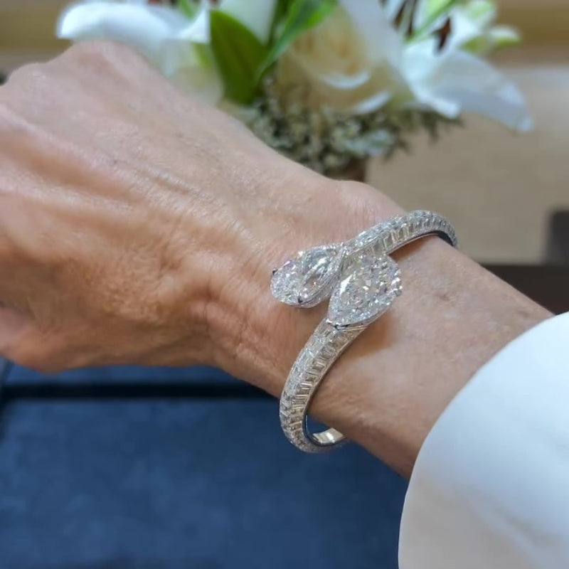 Jzora handmade flawless pear & baguette cut sparkling bracelet