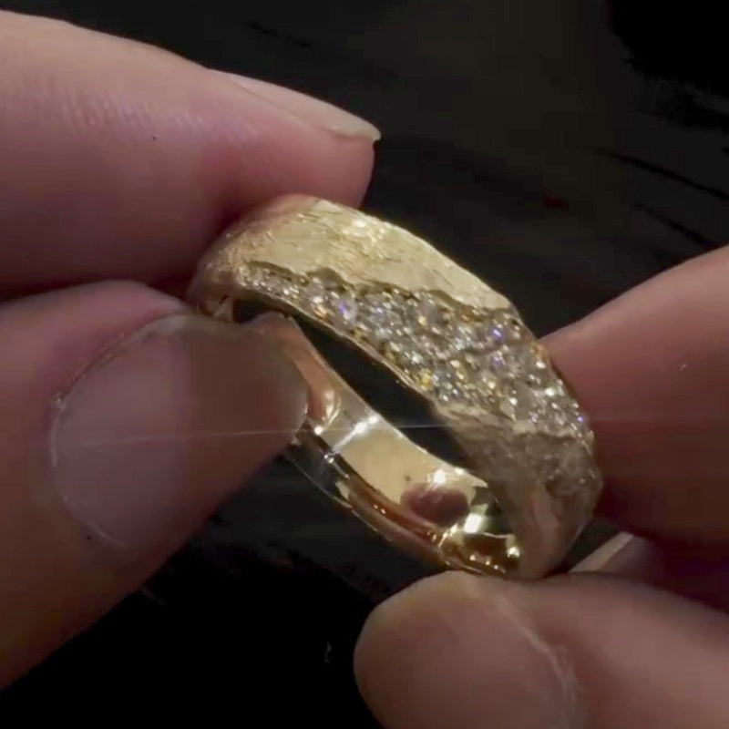 Jzora handmade gold eternity breaker vintage finish men's ring