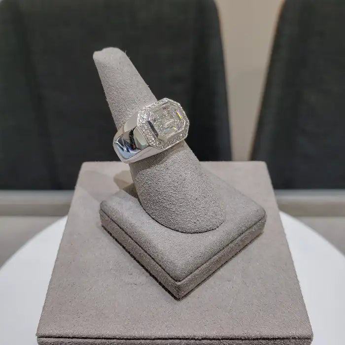 Jzora handmade sleek modern 3ct emerald cut men's ring