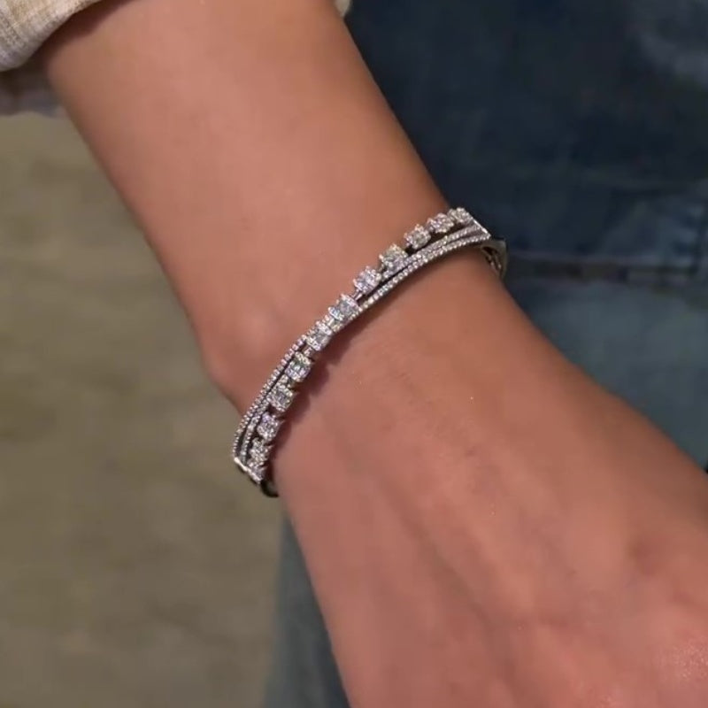 Jzora handmade twin-row emerald cut bracelet