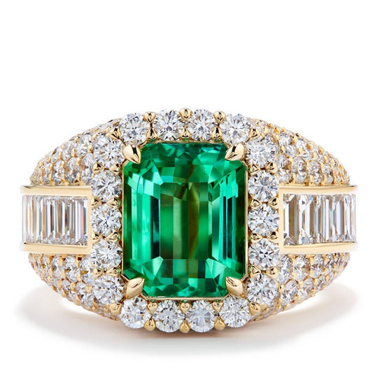 Jzora handmade gold 4 ct emerald sterling silver engagement ring