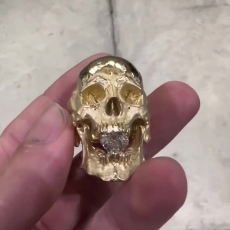 Jzora handcrafted edgy gothic & punk style 3D skull statement men’s ring