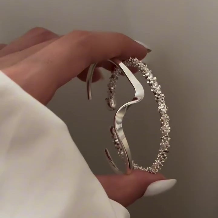 Jzora handmade ripple stackable daily open bracelet