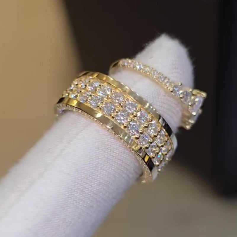 Jzora handmade dual eternity timeless love & unbreakable promise couple rings set