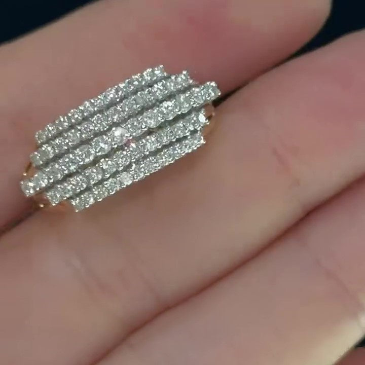 Jzora handmade luxury round cut five row sterling silver ring