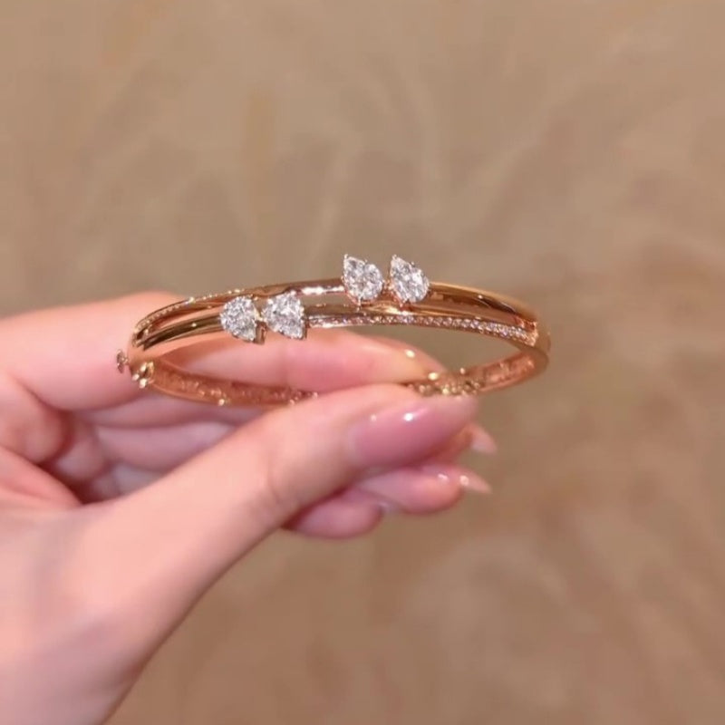 Jzora handmade elegant petal duo pear cut bracelet