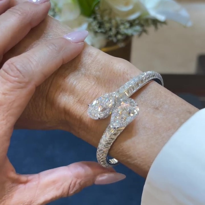Jzora handmade flawless pear & baguette cut sparkling bracelet