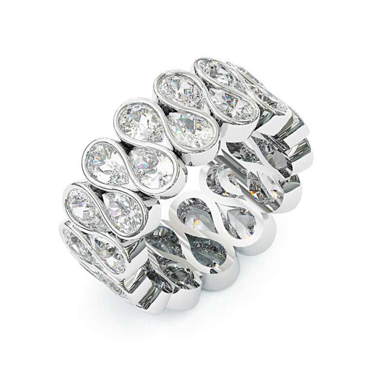 Jzora handmade pear cut sparkling wide band sterling silver ring