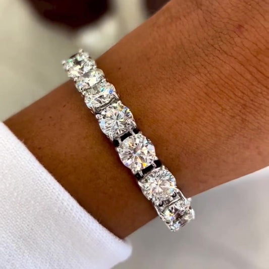 Jzora handmade 30ct round cut multi stone brilliant tennis sterling silver bracelet