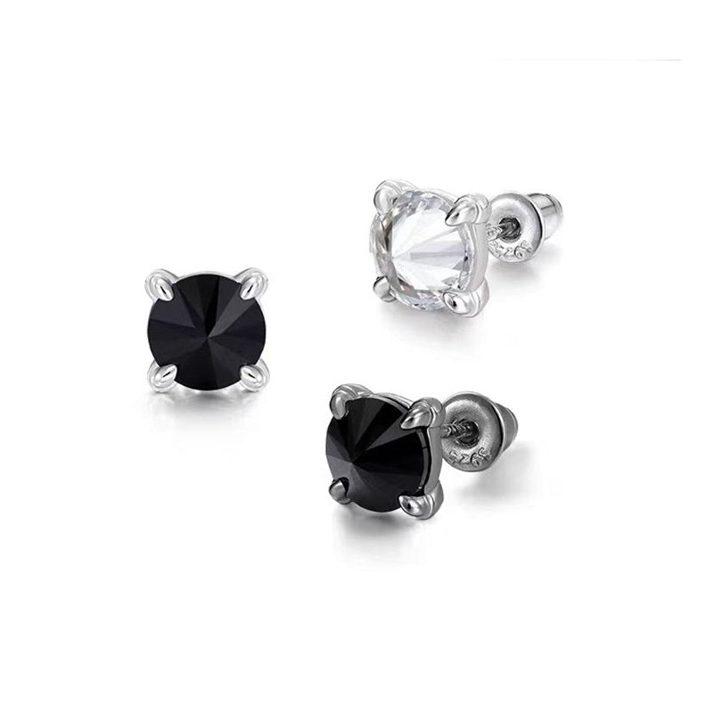 Jzora handmade 2ct round cut moissanite minimalist sterling silver earrings
